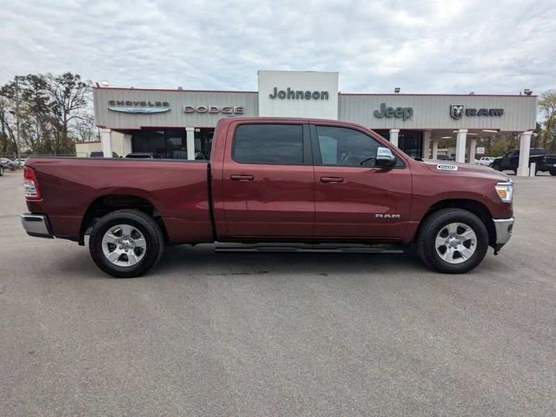 2021 RAM 1500 Big Horn in a Delmonico Red Pearl Coat exterior color and Diesel Gray/Blackinterior. Johnson Dodge 601-693-6343 pixelmotiondemo.com 