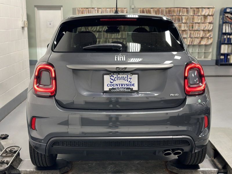 2023 Fiat 500x Sport Awd in a Grigio Moda (Graphite Gray Metallic) exterior color and Blackinterior. Schmelz Countryside Alfa Romeo and Fiat (651) 968-0556 schmelzfiat.com 