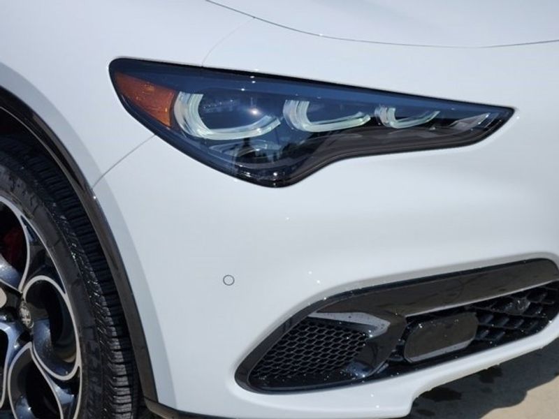 2024 Alfa Romeo Stelvio Veloce in a Alfa White exterior color and Blackinterior. Northside Imports Houston 281-475-4549 northsideimportshouston.com 