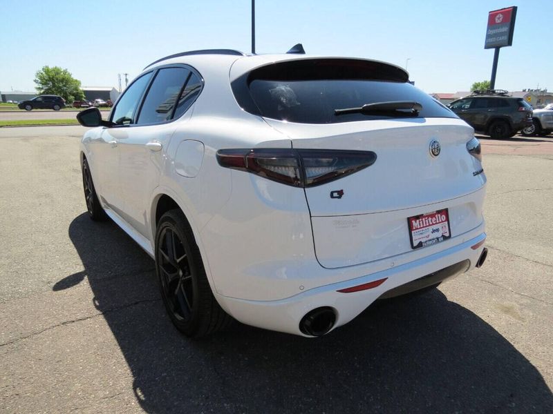 2021 Alfa Romeo Stelvio Ti Sport AWD 4dr Crossover in a White exterior color and Blackinterior. Militello Motors ​507-200-4344 militellomotors.net 