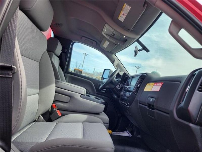 2023 Chevrolet Silverado 4500HD Work Truck in a Red exterior color and Dark Ash Seats With Jet Black Interior Accentsinterior. Raymond Auto Group 888-703-9950 raymonddeals.com 