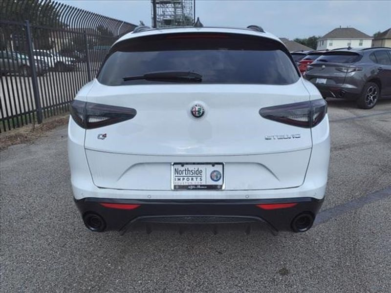 2024 Alfa Romeo Stelvio Veloce in a Alfa White exterior color and Blackinterior. Northside Imports Houston 281-475-4549 northsideimportshouston.com 