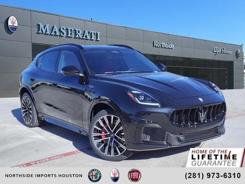 2024 Maserati Grecale Trofeo in a Black exterior color and Rosso/Rossointerior. Northside Imports Houston 281-475-4549 northsideimportshouston.com 