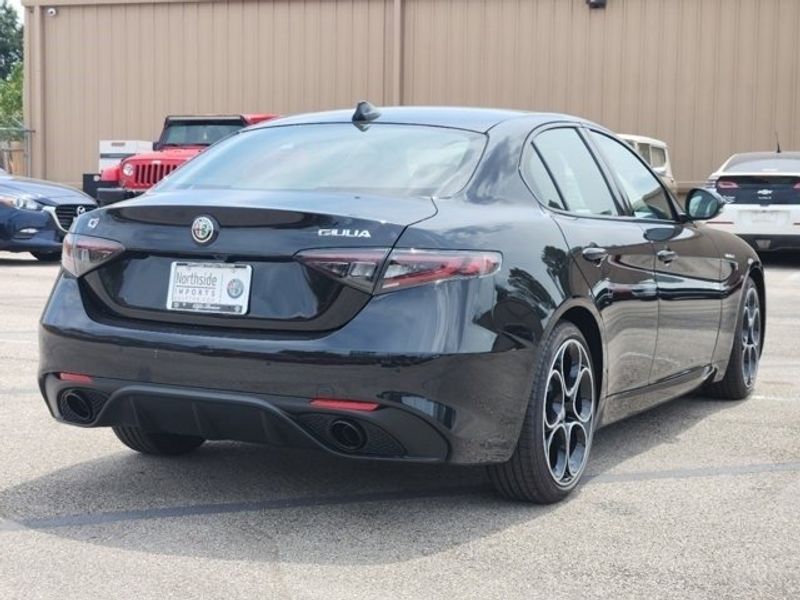 2024 Alfa Romeo Giulia Veloce in a Vulcano Black Metallic exterior color and Blackinterior. Northside Imports Houston 281-475-4549 northsideimportshouston.com 