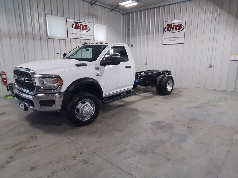 2024 RAM 5500 Chassis Cab Tradesman in a Bright White Clear Coat exterior color and Diesel Gray/Blackinterior. Thys Motor Company 319-318-6640 pixelmotiondemo.com 