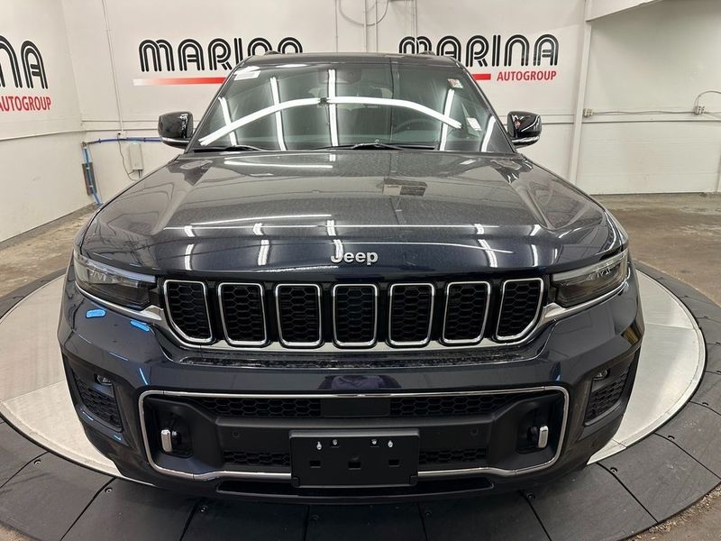 2023 Jeep Grand Cherokee L Overland 4x4 in a Midnight Sky exterior color and Global Blackinterior. Marina Auto Group (855) 564-8688 marinaautogroup.com 