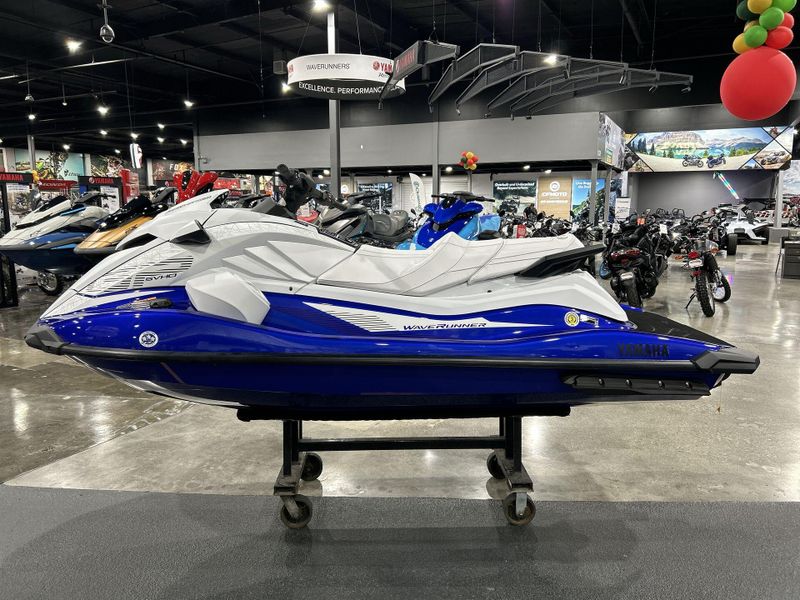 2025 Yamaha GP SVHO W/AUDIO  in a WHITE/RACING BLUE exterior color. Del Amo Motorsports of Redondo Beach (424) 390-7811 delamomotorsports.com 