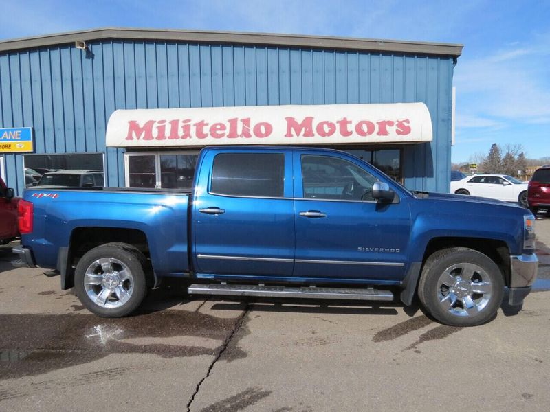 2018 Chevrolet Silverado 1500 LTZ 4x4 4dr Crew Cab 5.8 ft. SB in a Blue exterior color and Grayinterior. Militello Motors ​507-200-4344 militellomotors.net 