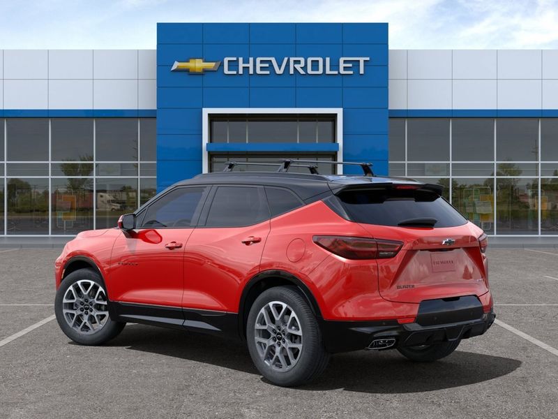 2023 Chevrolet Blazer RS in a Red Hot exterior color and Jet Black with Red Accentsinterior. BEACH BLVD OF CARS beachblvdofcars.com 
