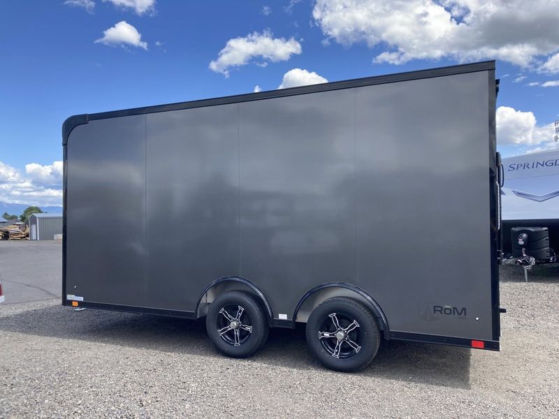 2024 ALUMINUM TRAILER CO ROM 300 8.5X16  in a Charcoal exterior color. Legacy Powersports 541-663-1111 legacypowersports.net 