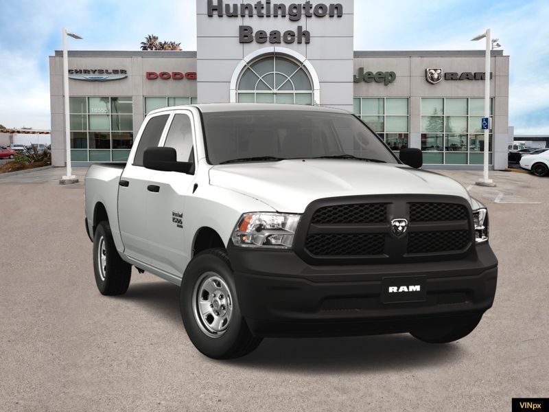 2023 RAM 1500 Classic Tradesman Crew Cab 4x4 in a Bright White exterior color and Blackinterior. BEACH BLVD OF CARS beachblvdofcars.com 