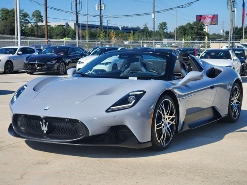 2023 Maserati MC20  in a Grey exterior color and Nero/Blu Newinterior. Northside Imports Houston 281-475-4549 northsideimportshouston.com 