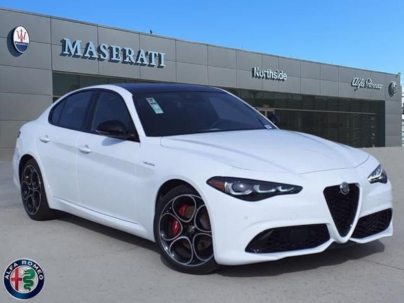 2024 Alfa Romeo Giulia Veloce in a Alfa White exterior color and Blackinterior. Northside Imports Houston 281-475-4549 northsideimportshouston.com 