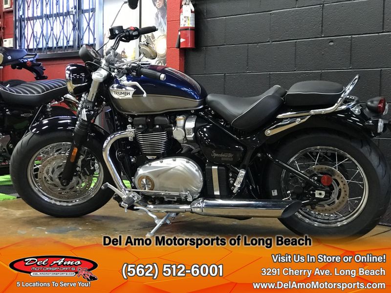 2024 Triumph BONNEVILLE SPEEDMASTER  in a PACIFIC BLUE/SILVER ICE exterior color. Del Amo Motorsports of Long Beach (562) 362-3160 delamomotorsports.com 