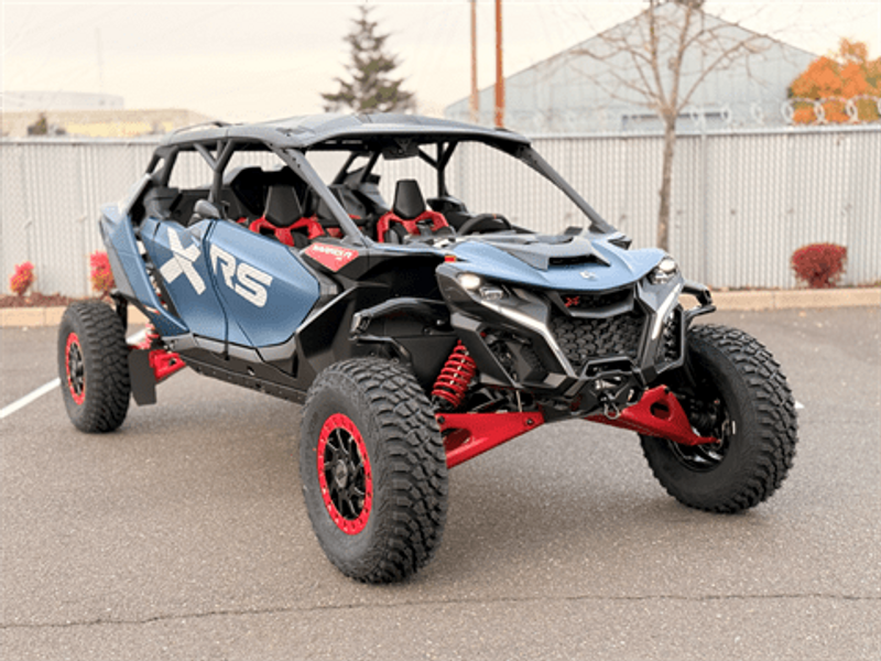 2025 Can-Am MAVERICK R MAX X RS WITH SMARTSHOX 999T DCT DUSTY NAVY AND LEGION RED Image 1