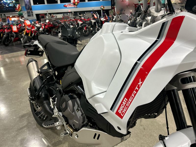 New 2025 Ducati Desertx  in a STAR WHITE SILK exterior color. Del Amo Motorsports of Redondo Beach (424) 390-7811 delamomotorsports.com 