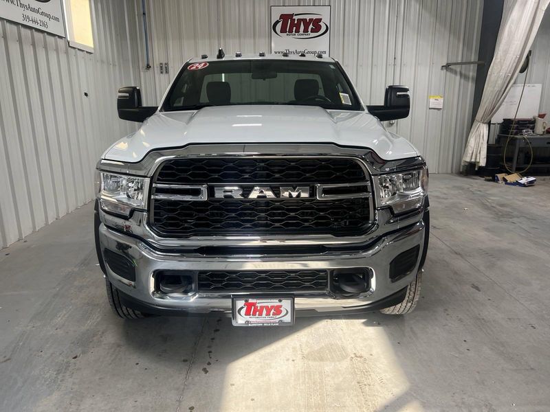 2024 RAM 5500 Chassis Cab Tradesman in a Bright White Clear Coat exterior color and Diesel Gray/Blackinterior. Thys Motor Company 319-318-6640 pixelmotiondemo.com 