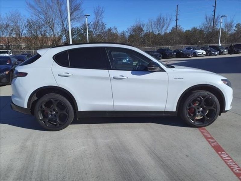 2024 Alfa Romeo Stelvio Veloce in a Alfa White exterior color and Blackinterior. Northside Imports Houston 281-475-4549 northsideimportshouston.com 