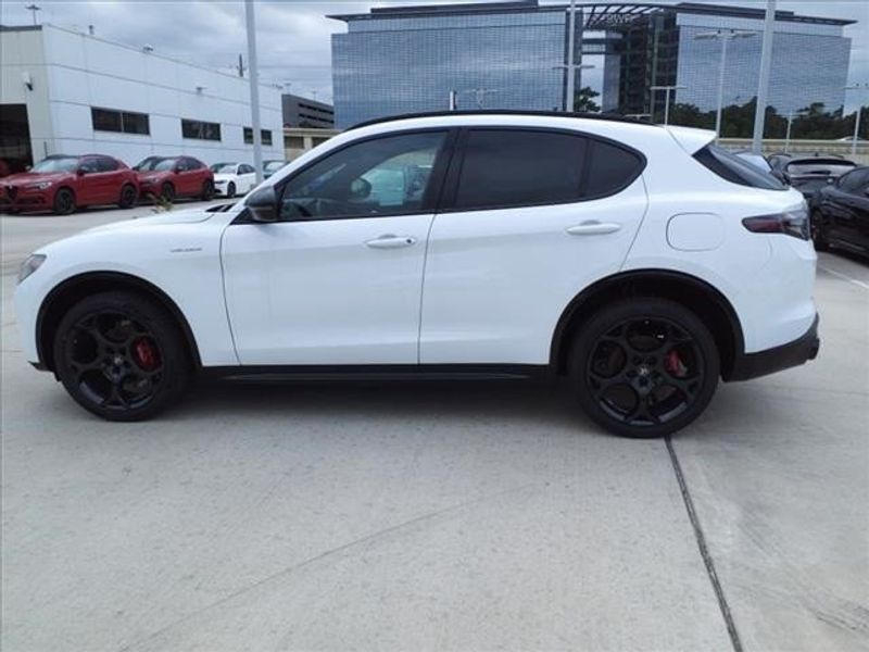 2024 Alfa Romeo Stelvio Veloce in a Alfa White exterior color and Blackinterior. Northside Imports Houston 281-475-4549 northsideimportshouston.com 