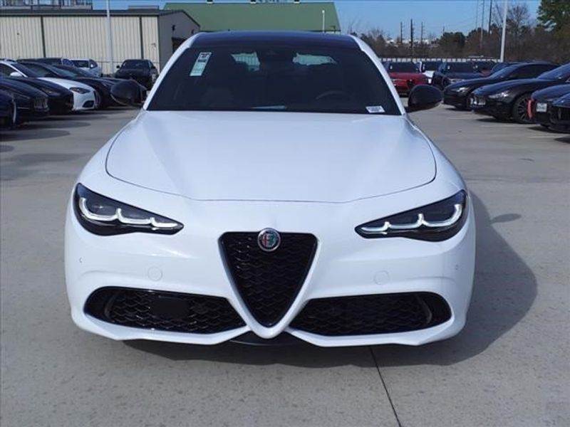 2024 Alfa Romeo Giulia Veloce in a Alfa White exterior color and Blackinterior. Northside Imports Houston 281-475-4549 northsideimportshouston.com 