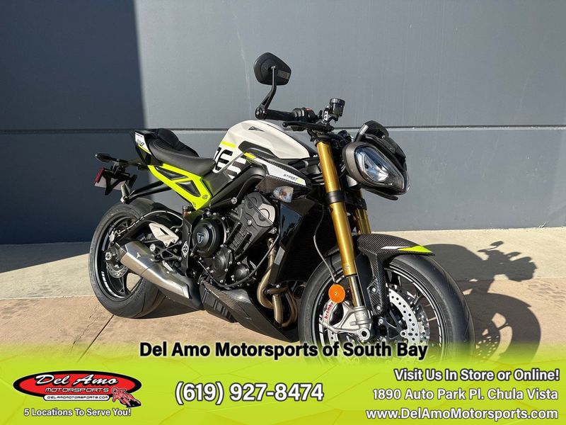 2024 Triumph STREET TRIPLE MOTO2 EDITION  in a CRYSTAL WHITE METALLIC exterior color. Del Amo Motorsports of South Bay (619) 547-1937 delamomotorsports.com 