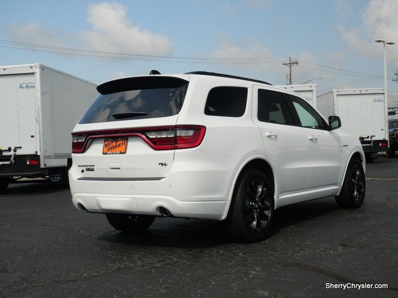 2023 Dodge Durango R/T Plus Awd in a White Knuckle Clear Coat exterior color and Black/Ebony/Redinterior. Paul Sherry Chrysler Dodge Jeep RAM (937) 749-7061 sherrychrysler.net 