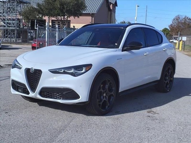 2024 Alfa Romeo Stelvio Veloce in a Alfa White exterior color and Blackinterior. Northside Imports Houston 281-475-4549 northsideimportshouston.com 