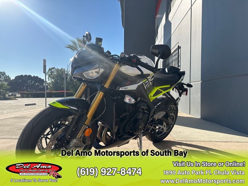 2024 Triumph STREET TRIPLE MOTO2 EDITION  in a CRYSTAL WHITE METALLIC exterior color. Del Amo Motorsports of South Bay (619) 547-1937 delamomotorsports.com 