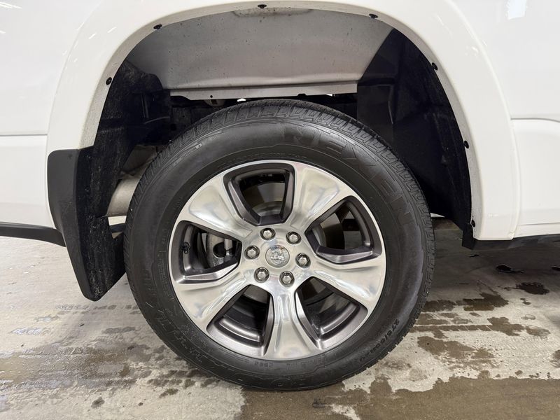 Used 2020 RAM 1500 Laramie in a Bright White Clear Coat exterior color and Blackinterior. Thys Motor Company 319-318-6640 thysmotorco.com 