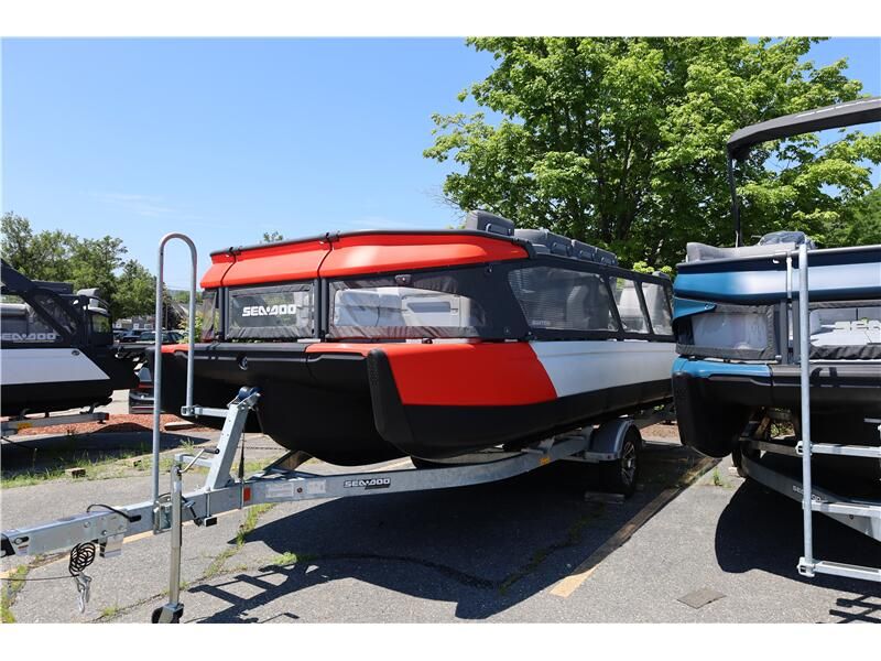 2024 Seadoo PB SWT 19 170 CAT RD  in a Lava Red exterior color. New England Powersports 978 338-8990 pixelmotiondemo.com 