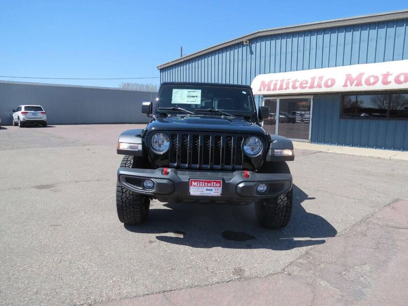 2023 Jeep Gladiator Rubicon 4x4 in a Black Clear Coat exterior color and Blackinterior. Militello Motors ​507-200-4344 militellomotors.net 