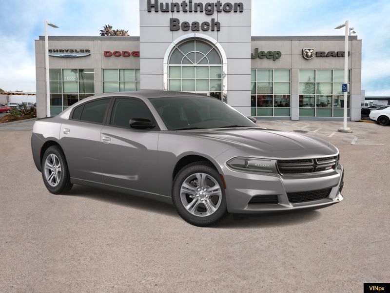 2023 Dodge Charger SXT in a Granite Pearl Coat exterior color and Blackinterior. BEACH BLVD OF CARS beachblvdofcars.com 