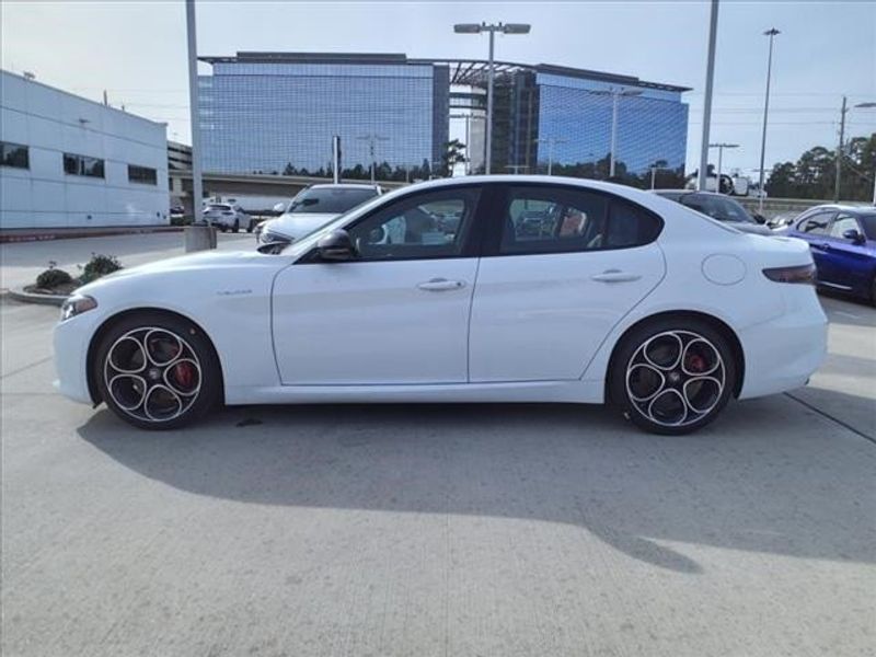 2024 Alfa Romeo Giulia Veloce in a Alfa White exterior color and Blackinterior. Northside Imports Houston 281-475-4549 northsideimportshouston.com 