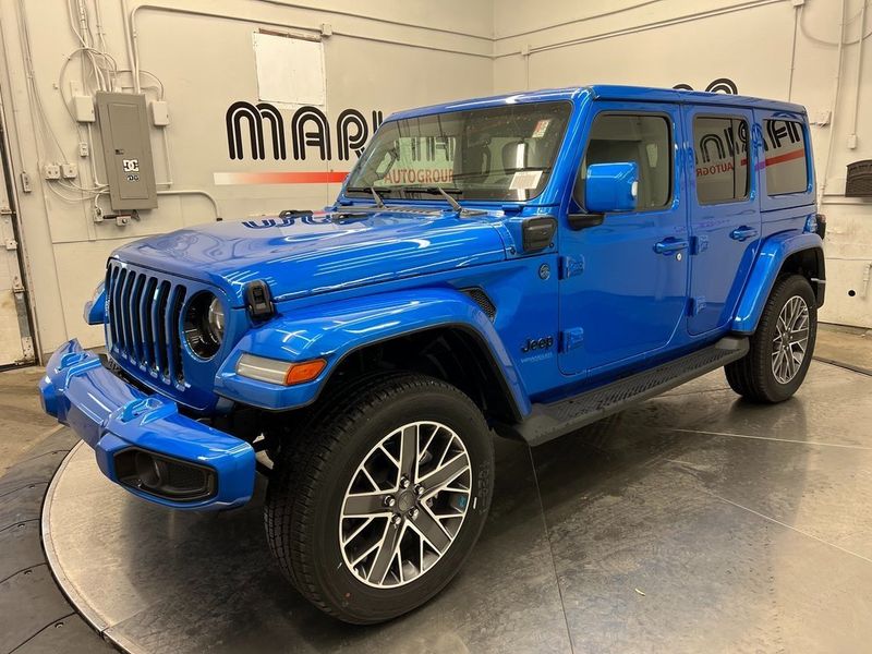 2022 Jeep Wrangler 4xe Unlimited High Altitude 4x4 in a Hydro Blue Pearl Coat exterior color and Blackinterior. Marina Chrysler Dodge Jeep RAM (855) 616-8084 marinadodgeny.com 