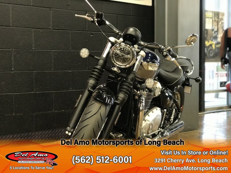 2024 Triumph BONNEVILLE SPEEDMASTER  in a PACIFIC BLUE/SILVER ICE exterior color. Del Amo Motorsports of Long Beach (562) 362-3160 delamomotorsports.com 