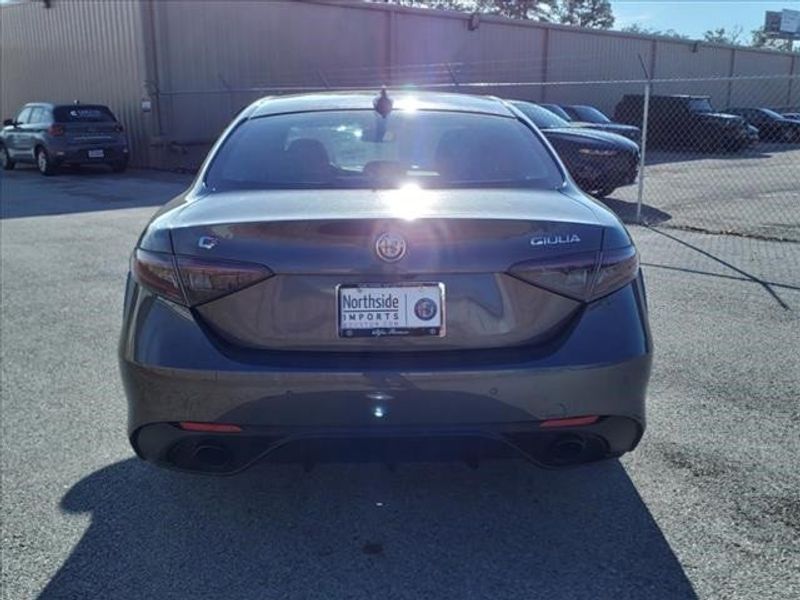 2024 Alfa Romeo Giulia Veloce in a Vesuvio Gray Metallic exterior color and Blackinterior. Northside Imports Houston 281-475-4549 northsideimportshouston.com 