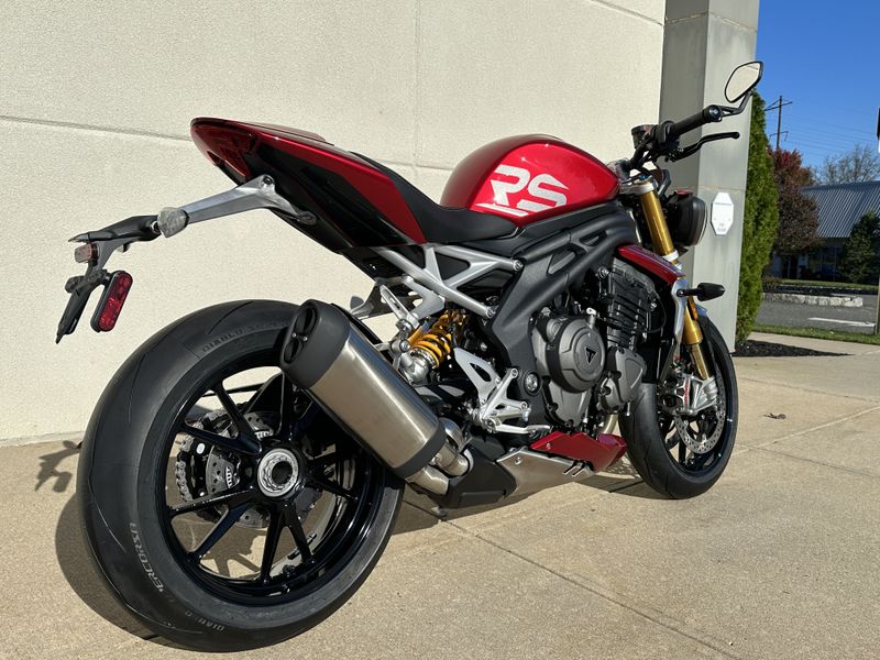 2024 Triumph SPEED TRIPLE 1200 RS in a Carnival Red exterior color. Cross Country Powersports 732-491-2900 crosscountrypowersports.com 