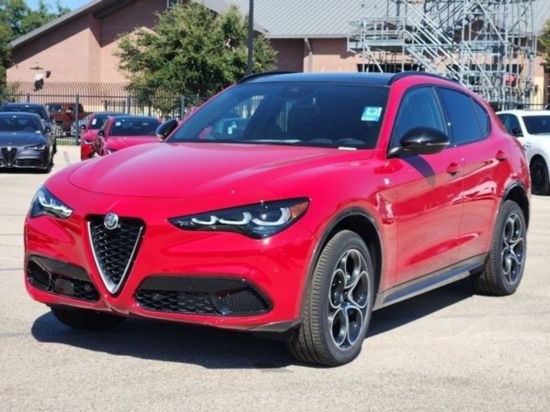 2024 Alfa Romeo Stelvio Ti Awd in a Alfa Rosso (Red) exterior color and Blackinterior. Northside Alfa Romeo of Houston 281-475-4549 alfaromeousaofnorthhouston.com 