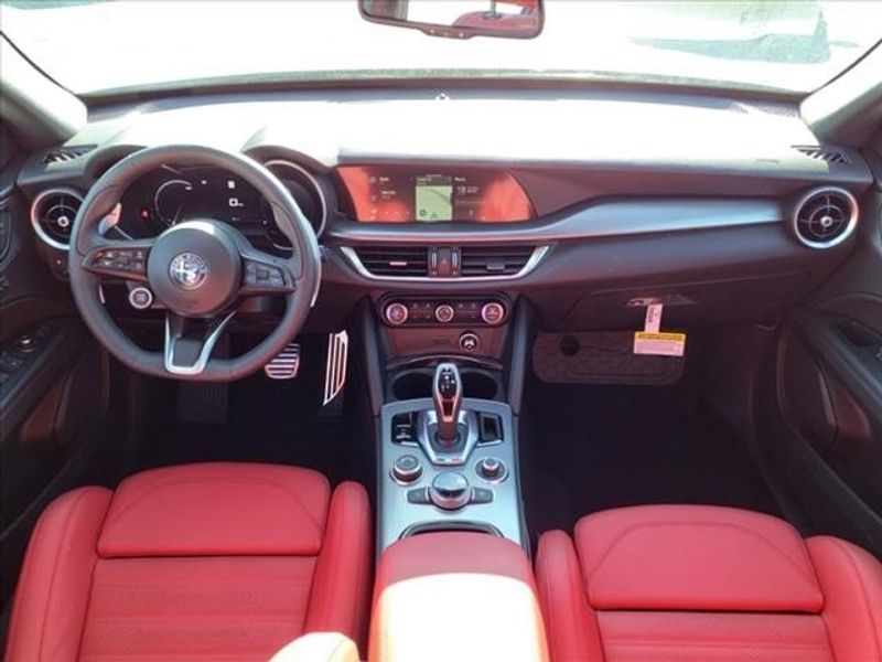 2024 Alfa Romeo Stelvio Veloce in a Alfa White exterior color and Blackinterior. Northside Imports Houston 281-475-4549 northsideimportshouston.com 