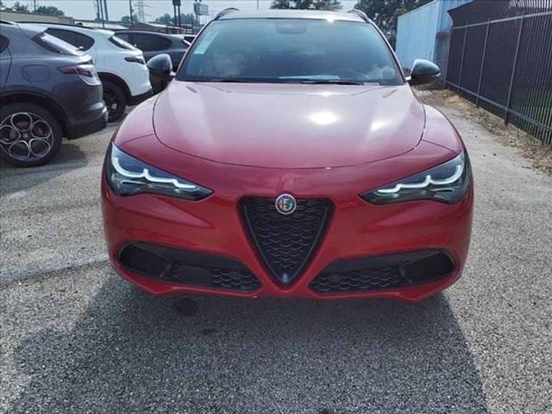 2024 Alfa Romeo Stelvio Veloce in a Alfa Rosso exterior color and Blackinterior. Northside Imports Houston 281-475-4549 northsideimportshouston.com 