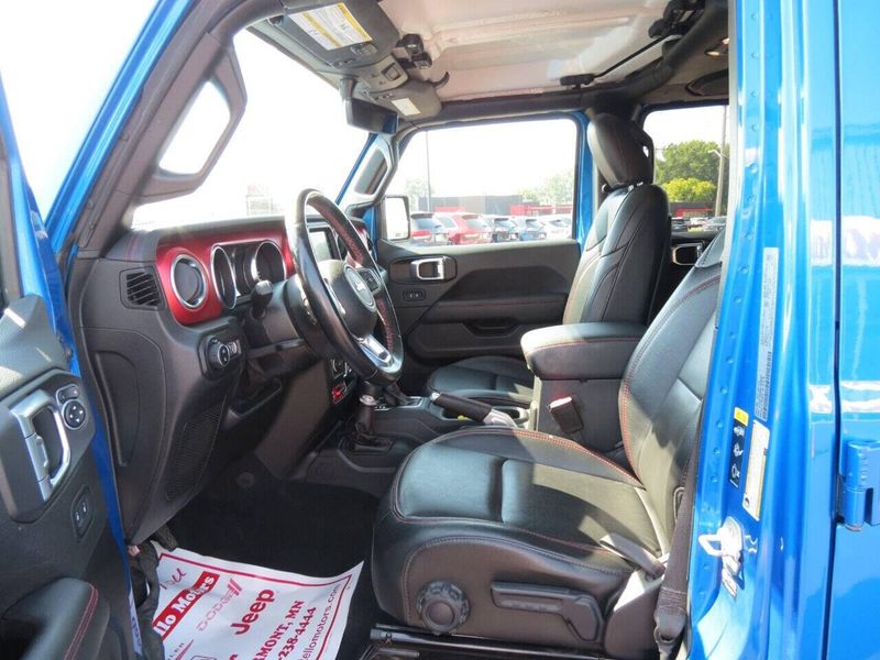 2021 Jeep Gladiator Rubicon 4x4 4dr Crew Cab 5.0 ft. SB in a Blue exterior color and Blackinterior. Militello Motors ​507-200-4344 militellomotors.net 