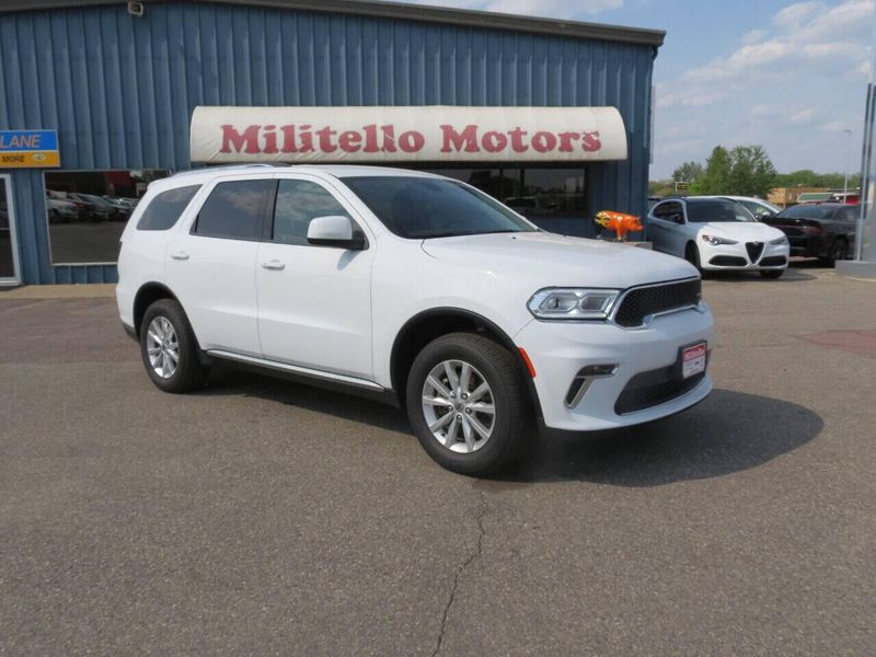 2021 Dodge Durango SXT Plus AWD 4dr SUV in a White exterior color and Blackinterior. Militello Motors ​507-200-4344 militellomotors.net 