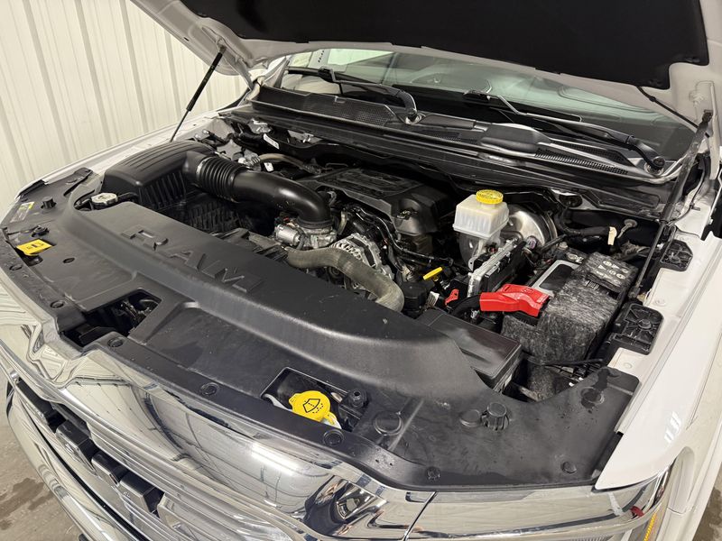 Used 2020 RAM 1500 Laramie in a Bright White Clear Coat exterior color and Blackinterior. Thys Motor Company 319-318-6640 thysmotorco.com 