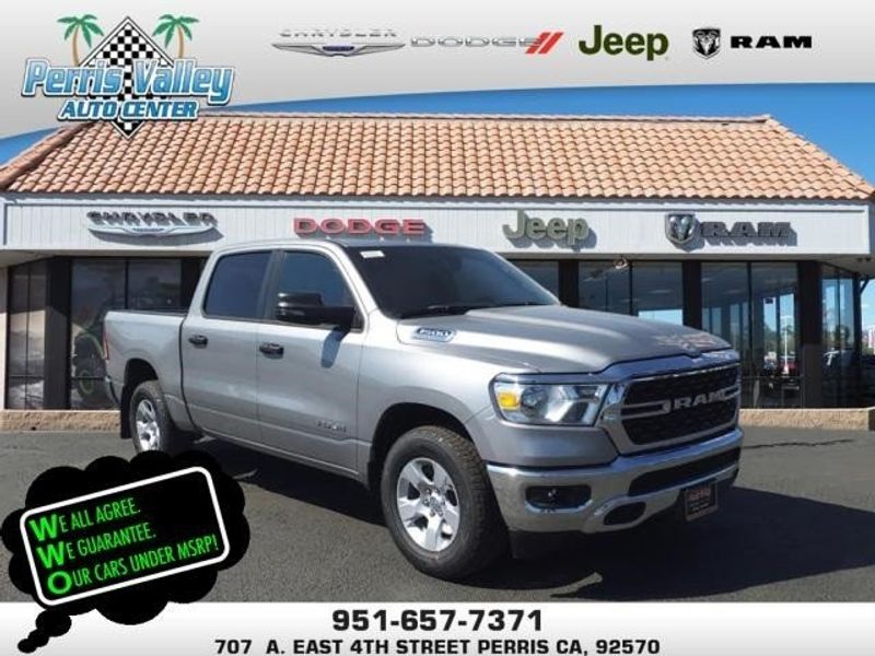 2024 RAM 1500 Big Horn Lone Star in a Billet Silver Metallic Clear Coat exterior color and Blackinterior. Perris Valley Auto Center 951-657-6100 perrisvalleyautocenter.com 