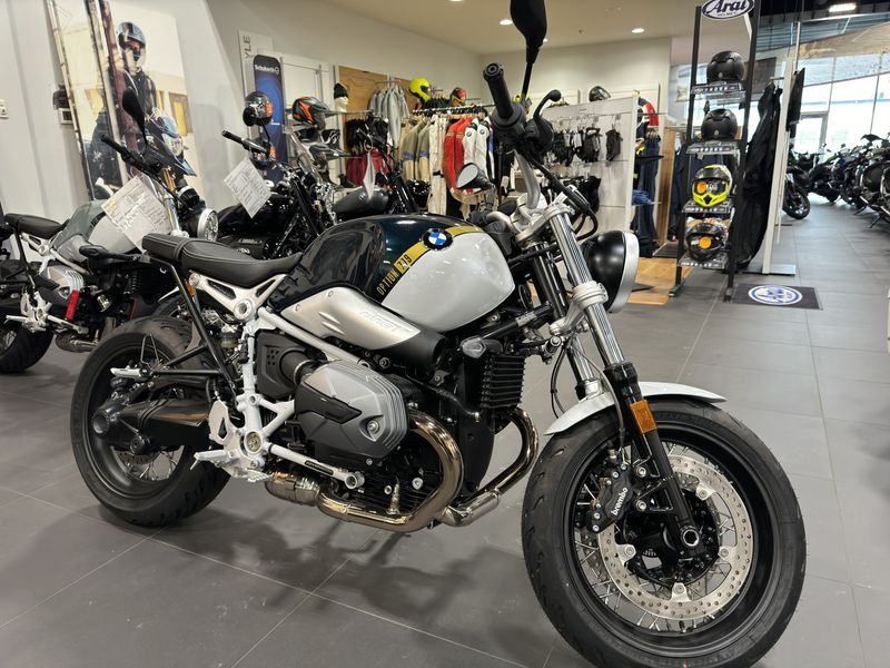 2023 BMW R nineT Pure in a OPTION 719 POLLUX METALLIC / LIGHT WHITE exterior color. Cross Country Cycle 201-288-0900 crosscountrycycle.net 
