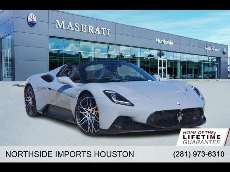 2023 Maserati MC20  in a Grey exterior color and Nero/Blu Newinterior. Northside Imports Houston 281-475-4549 northsideimportshouston.com 