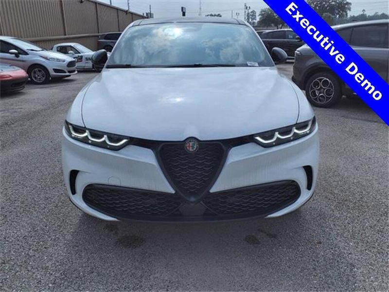 2024 Alfa Romeo Tonale Veloce in a Milano White exterior color and Blackinterior. Northside Imports Houston 281-475-4549 northsideimportshouston.com 