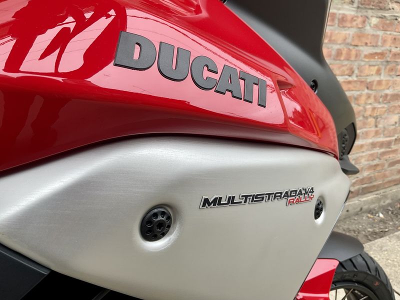 2023 Ducati Multistrada V4 Rally   in a red exterior color. Motoworks Chicago 312-738-4269 motoworkschicago.com 