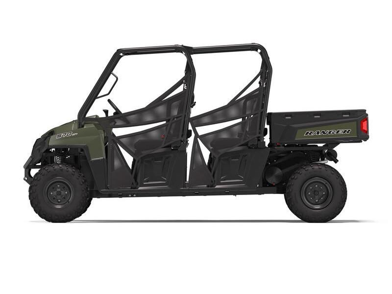 2023 Polaris Ranger Crew 570 Full-Size in a Green exterior color. New England Powersports 978 338-8990 pixelmotiondemo.com 