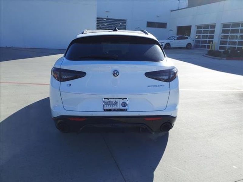 2024 Alfa Romeo Stelvio Veloce in a Alfa White exterior color and Blackinterior. Northside Imports Houston 281-475-4549 northsideimportshouston.com 